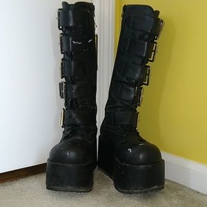 Brandless goth punk platform buckle boots